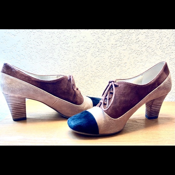 Anne Klein Shoes - Anne Klein Suede Color Block Oxford Pumps